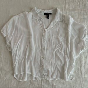 Forever 21 women’s white button-up short sleeve blouse